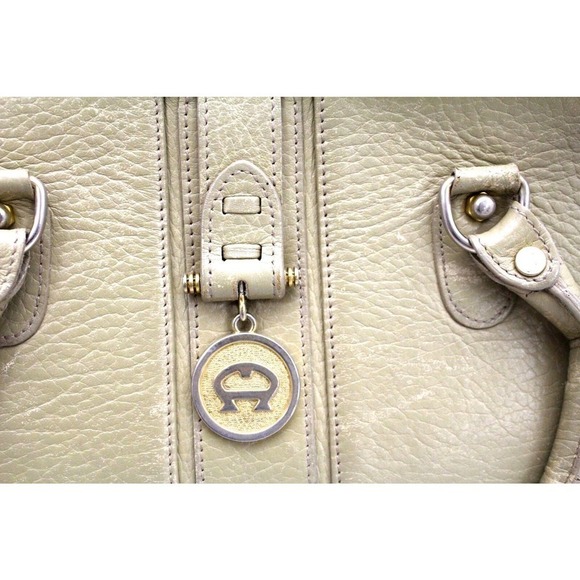 VTG Etienne Aigner Textured Bone Leather Satchel Bag Purse Shoulder A Logo Tag - Picture 2 of 7